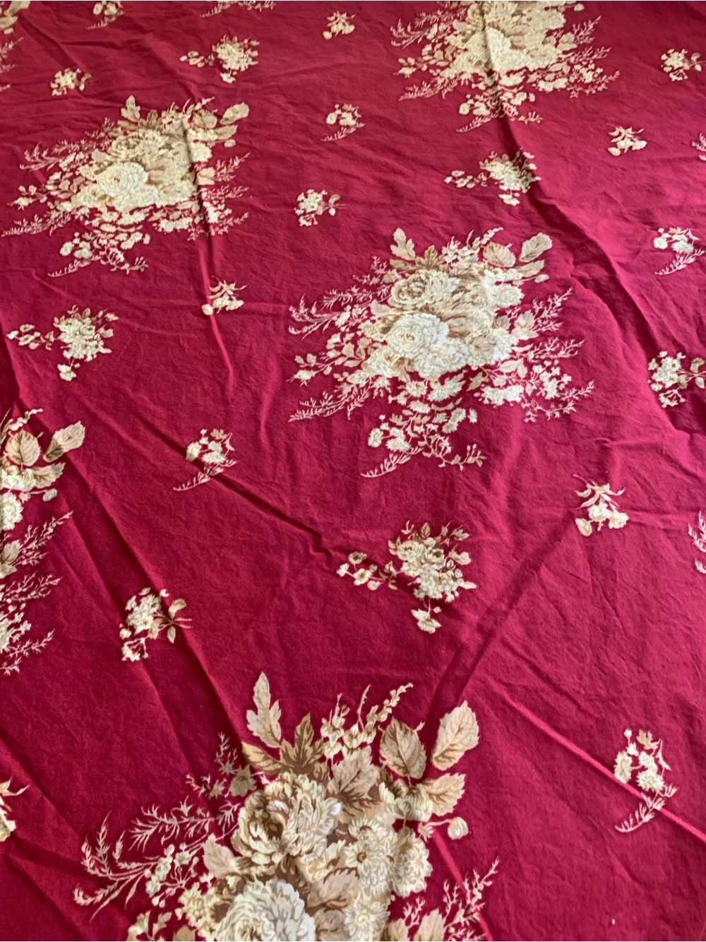 L.L. Bean Red and Cream Floral Duvet Cover